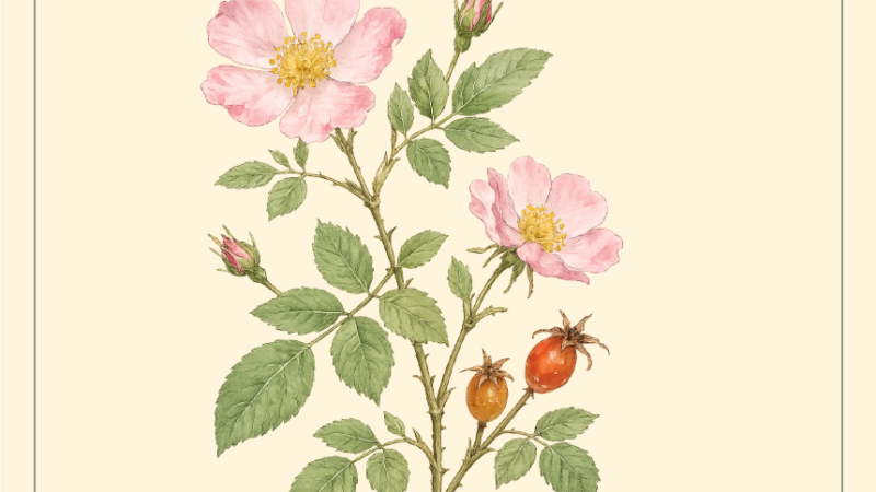 dog rose botanical art